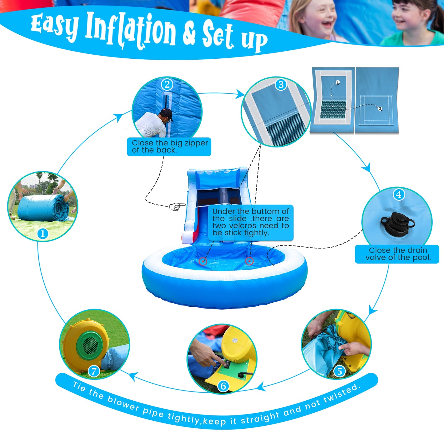RTS Inflatable Commercial Wave Water Slide With Blower