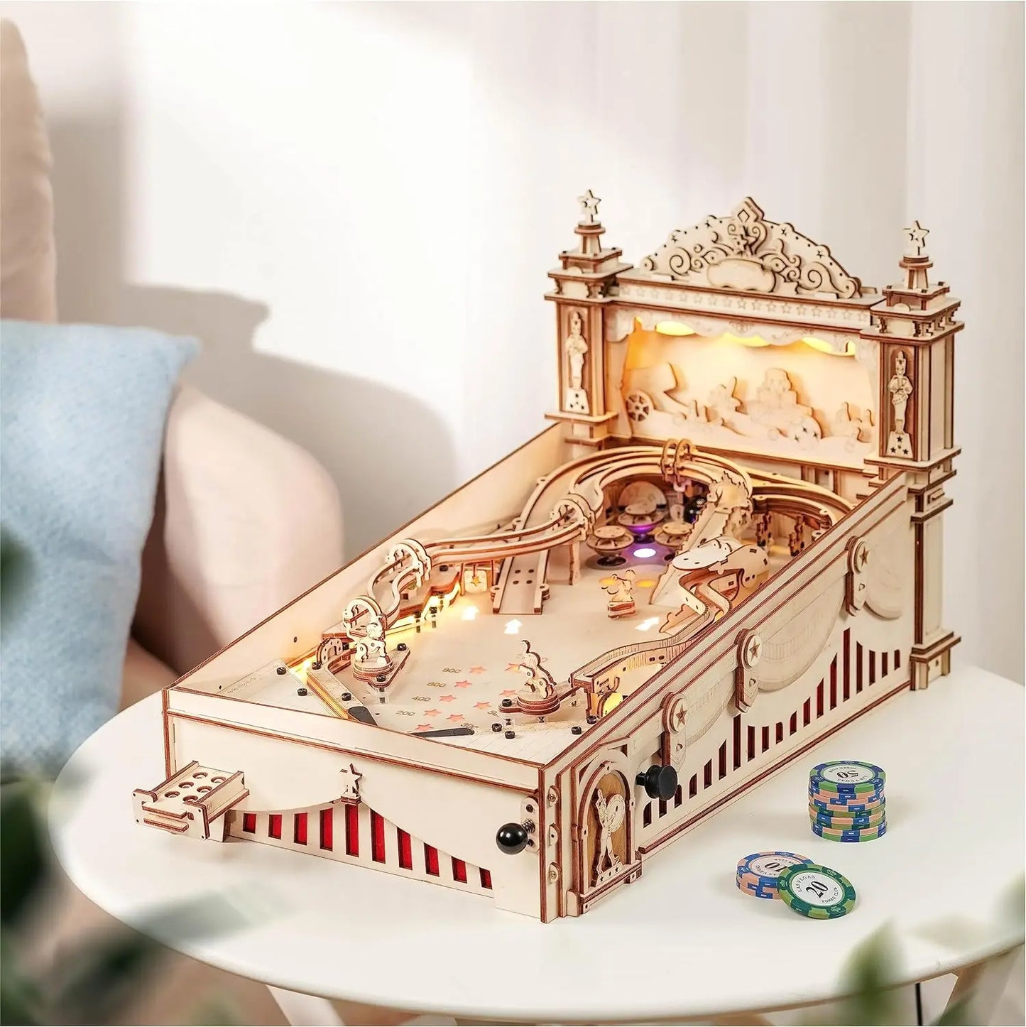 Robotime 3D Pinball Machine Puzzle Mechanical Wooden Model Kit
