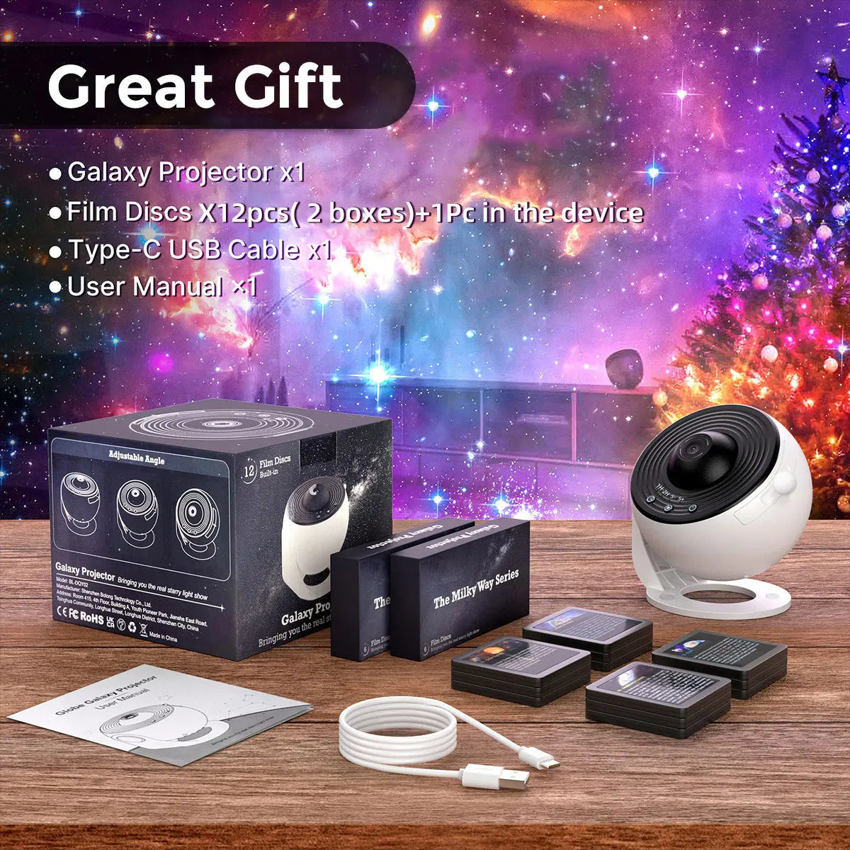 Mexllex Galaxy Ultral Star Projector LED Night Light 13 Discs