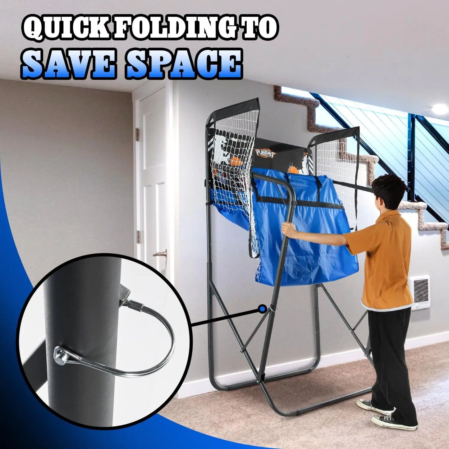 Indoor Basketball Arcade Game With 8 Modes LED Display Foldable Design