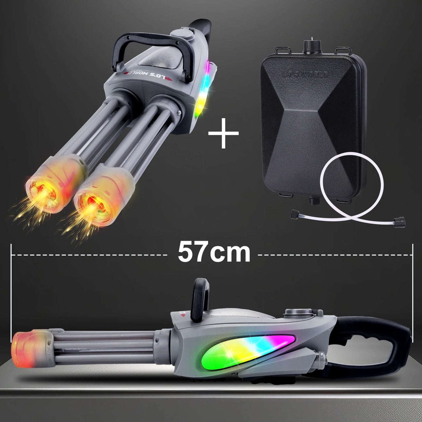 Kids Electric Water Gun LED Double Barrel Blaster With Backpack