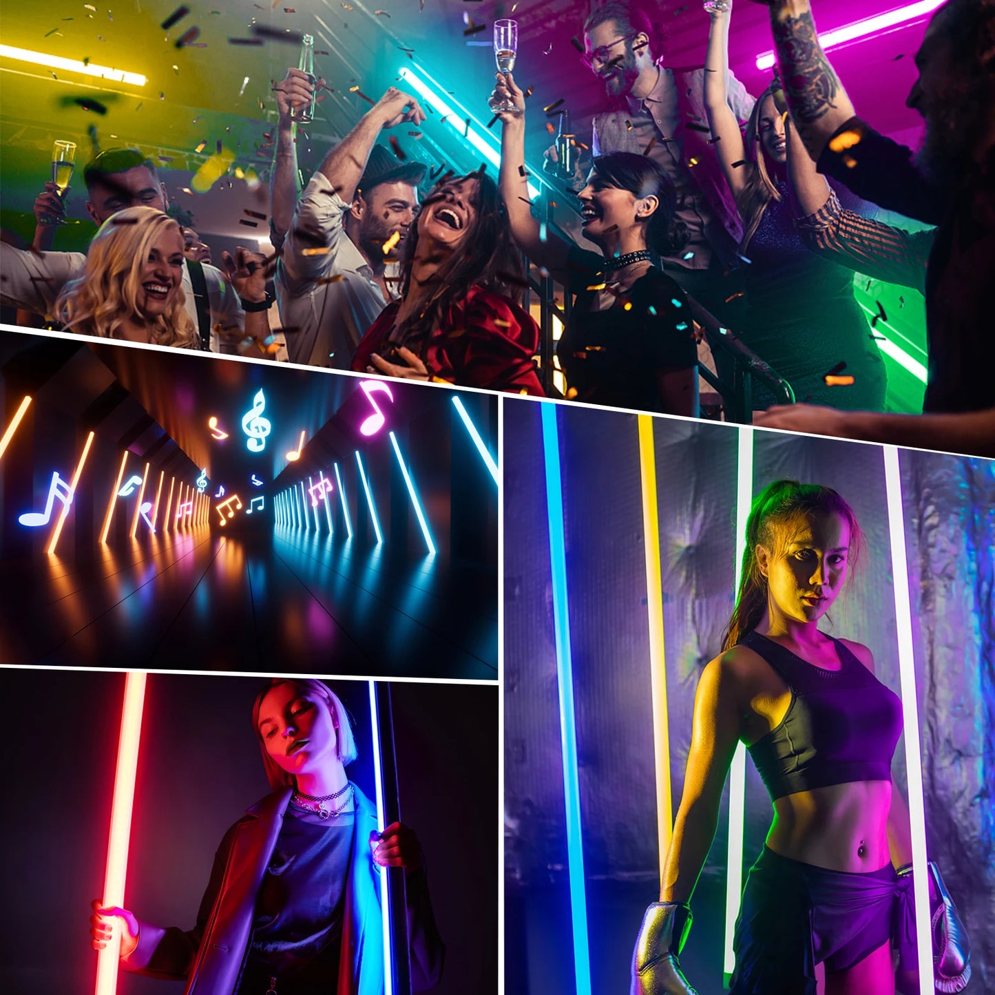 LUXCEO 2-pack 4ft RGB LED Light Tripod Set DJ Lighting Stick Bluetooth APP Control Atmosphere Lamp for Dance Club/Party/Wedding