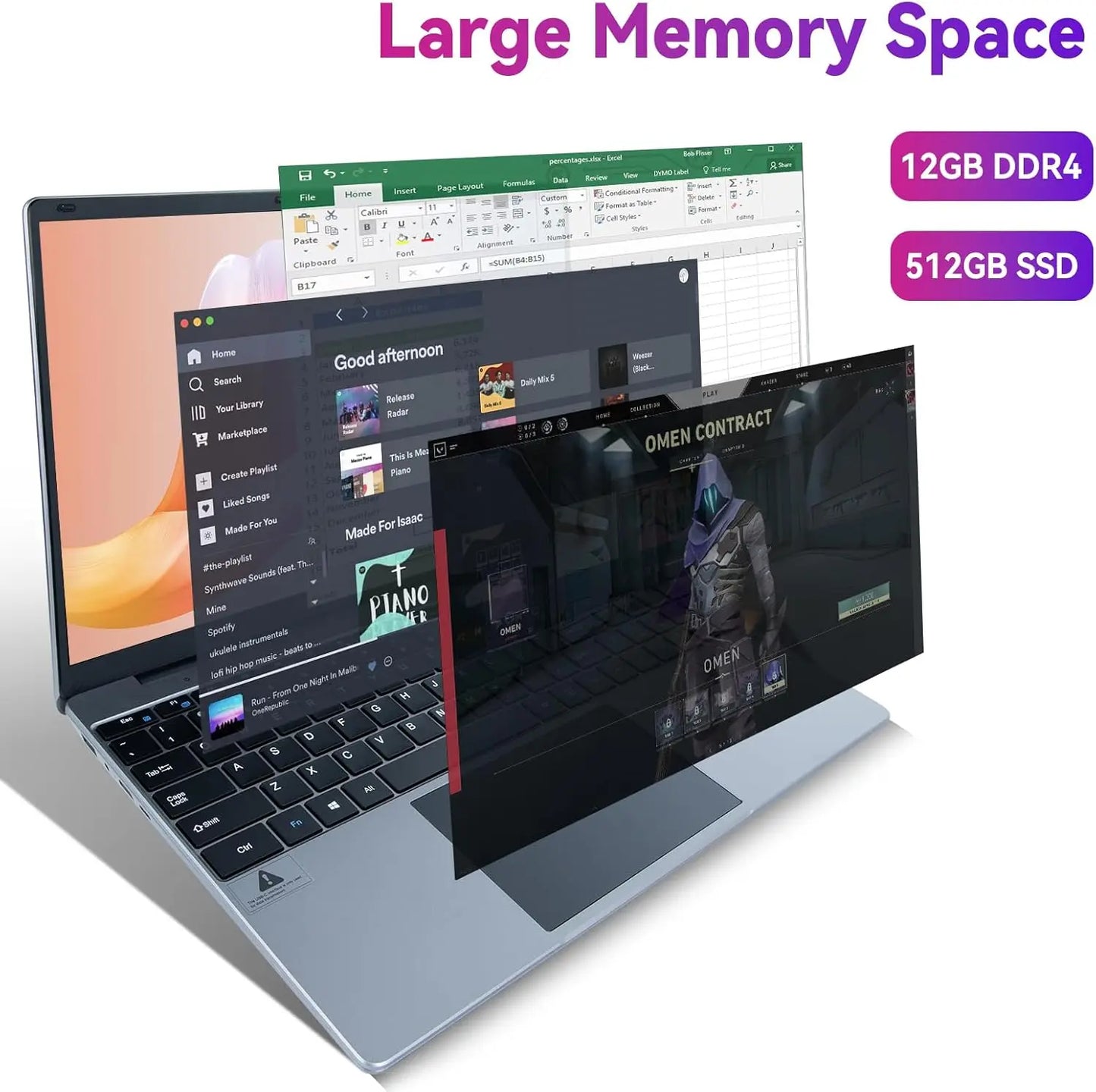 AEEZO-US Laptop Intel N5095 12GB DDR4 512GB SSD Windows 11
