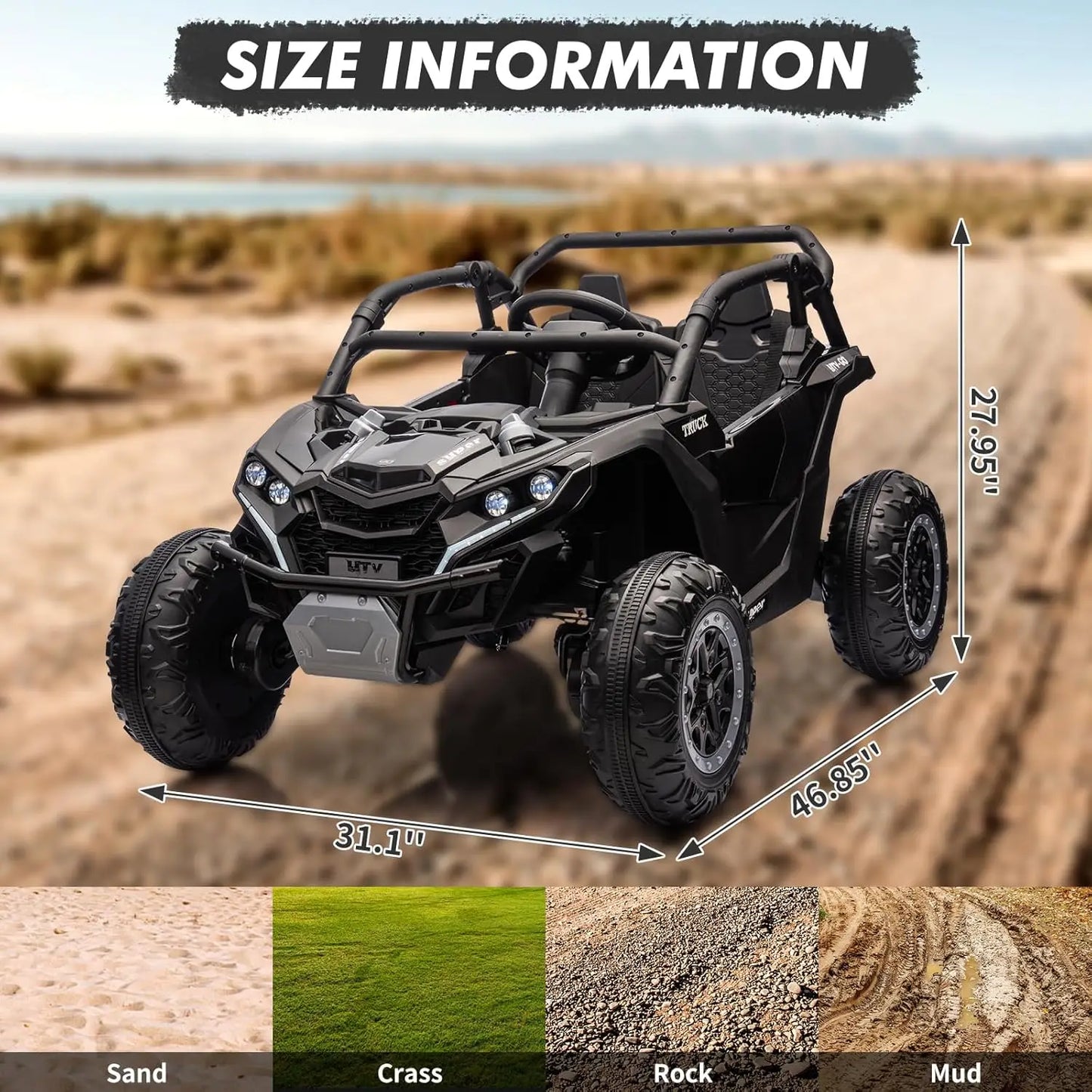 24V 4WD Ride On Car For Kids With Remote Control 2 Seater