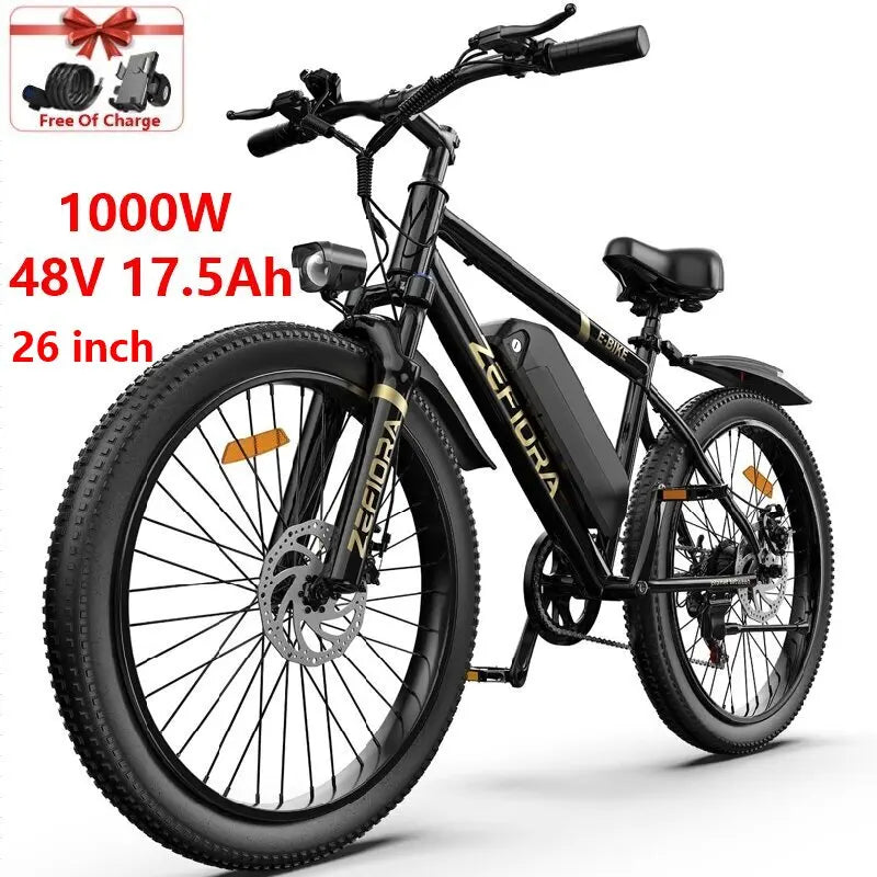 ZEFIORA All Terrain Electric Bike 1000W Off Road Mountain Bicycle