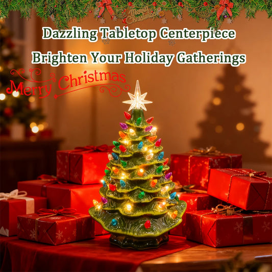 Ready Made Ceramic Christmas Tree Ornaments Desktop Decorations Night Light