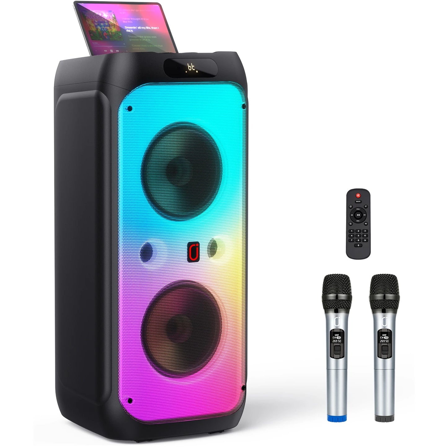 FanFun Karaoke Bluetooth Speaker With LED Lights And Microphones