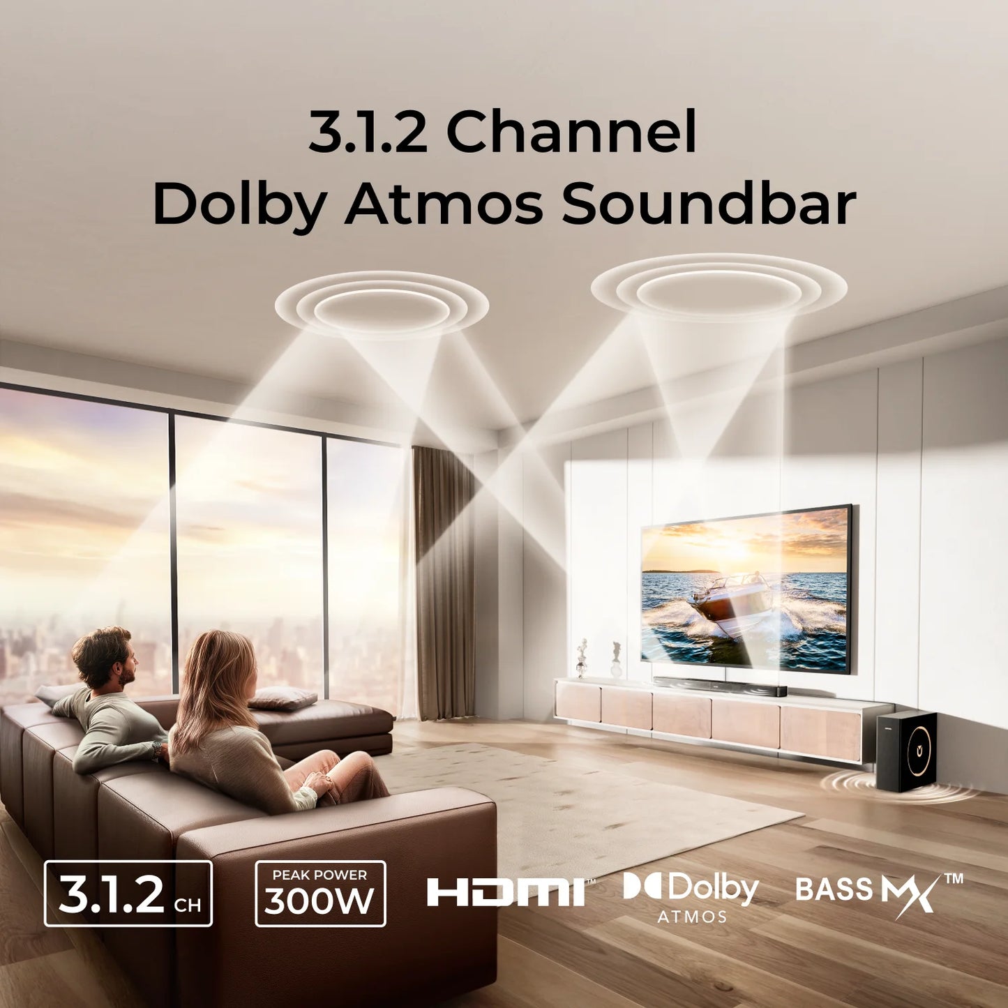 ULTIMEA Skywave F30 3.1.2ch 300W Dolby Atmos Soundbar with Subwoofer