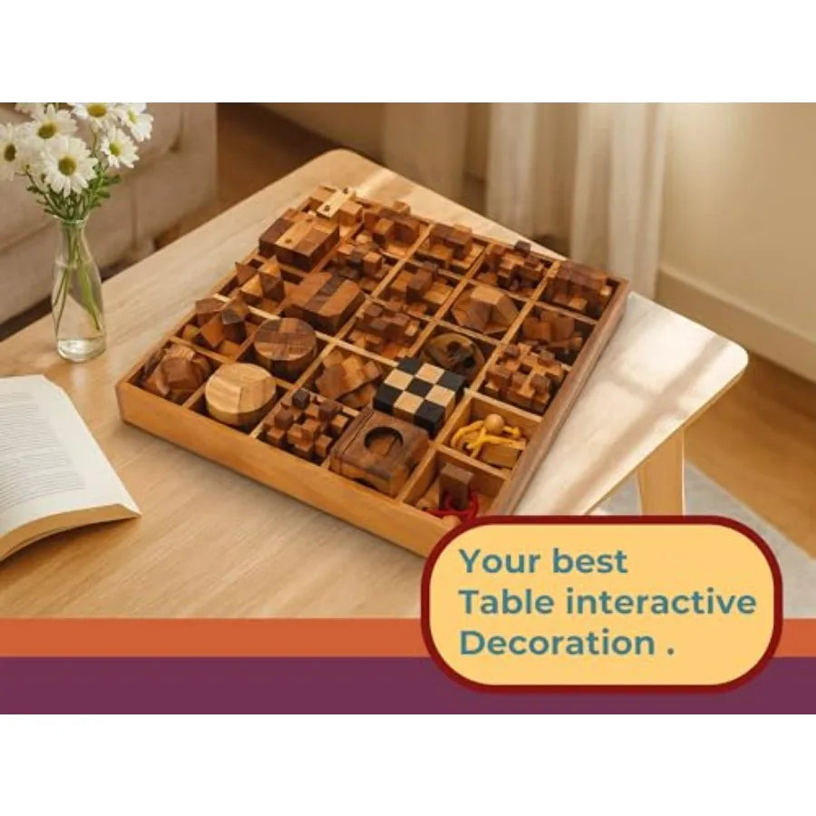 Wooden 25 In 1 Brain Teaser Puzzles For Adults And Teens
