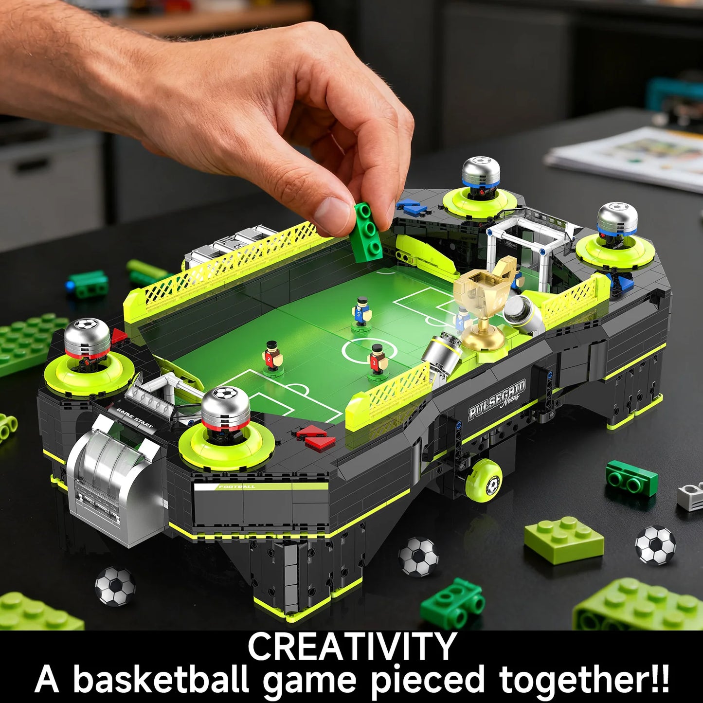 2247Pcs LED Foosball Table Building Set With Lights And Music