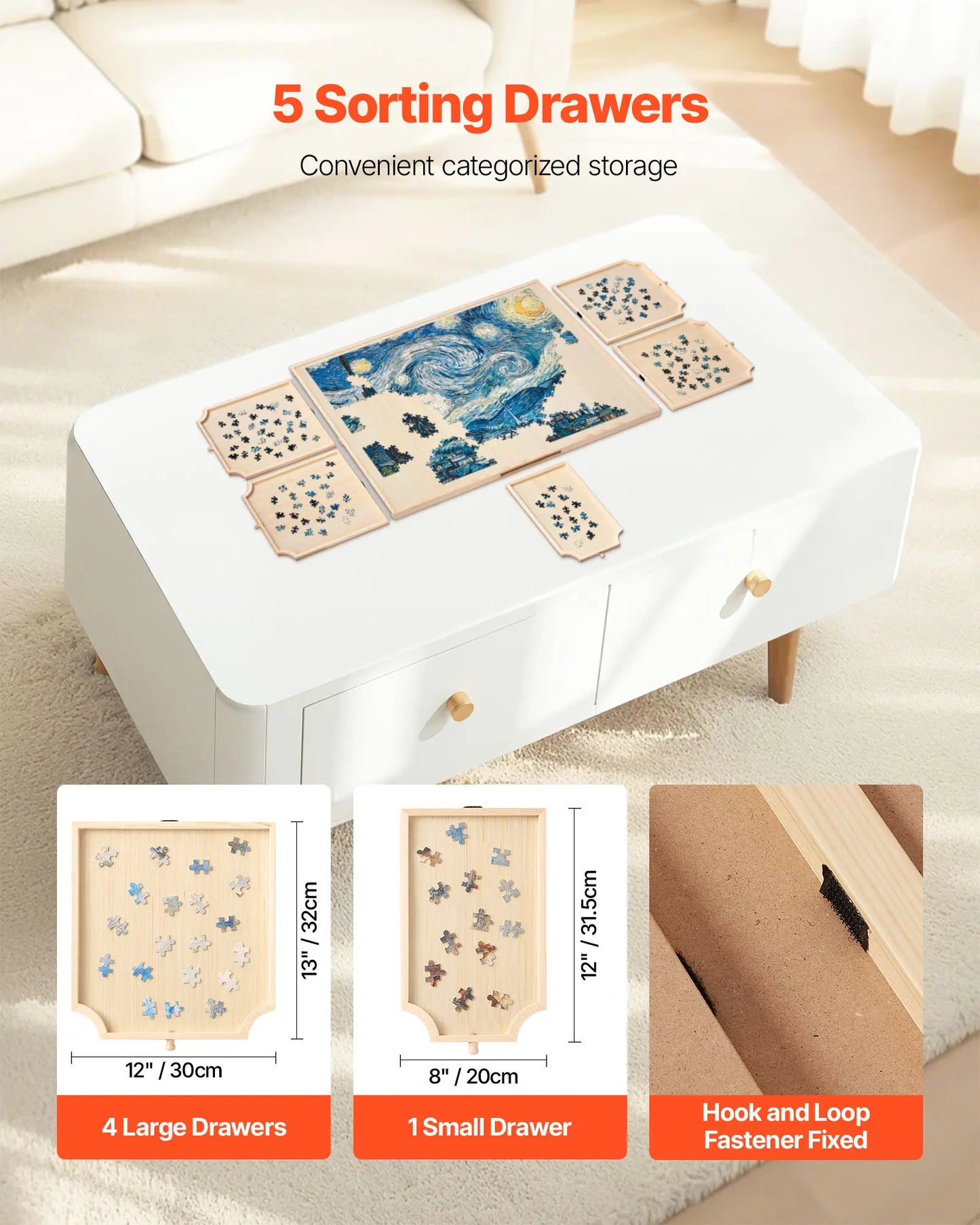 SucceBuy 1500 Piece Rotating Puzzle Board With Drawers And Cover