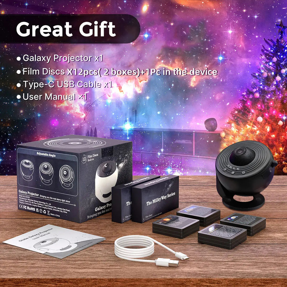 Mexllex Galaxy Ultral Star Projector LED Night Light 13 Discs