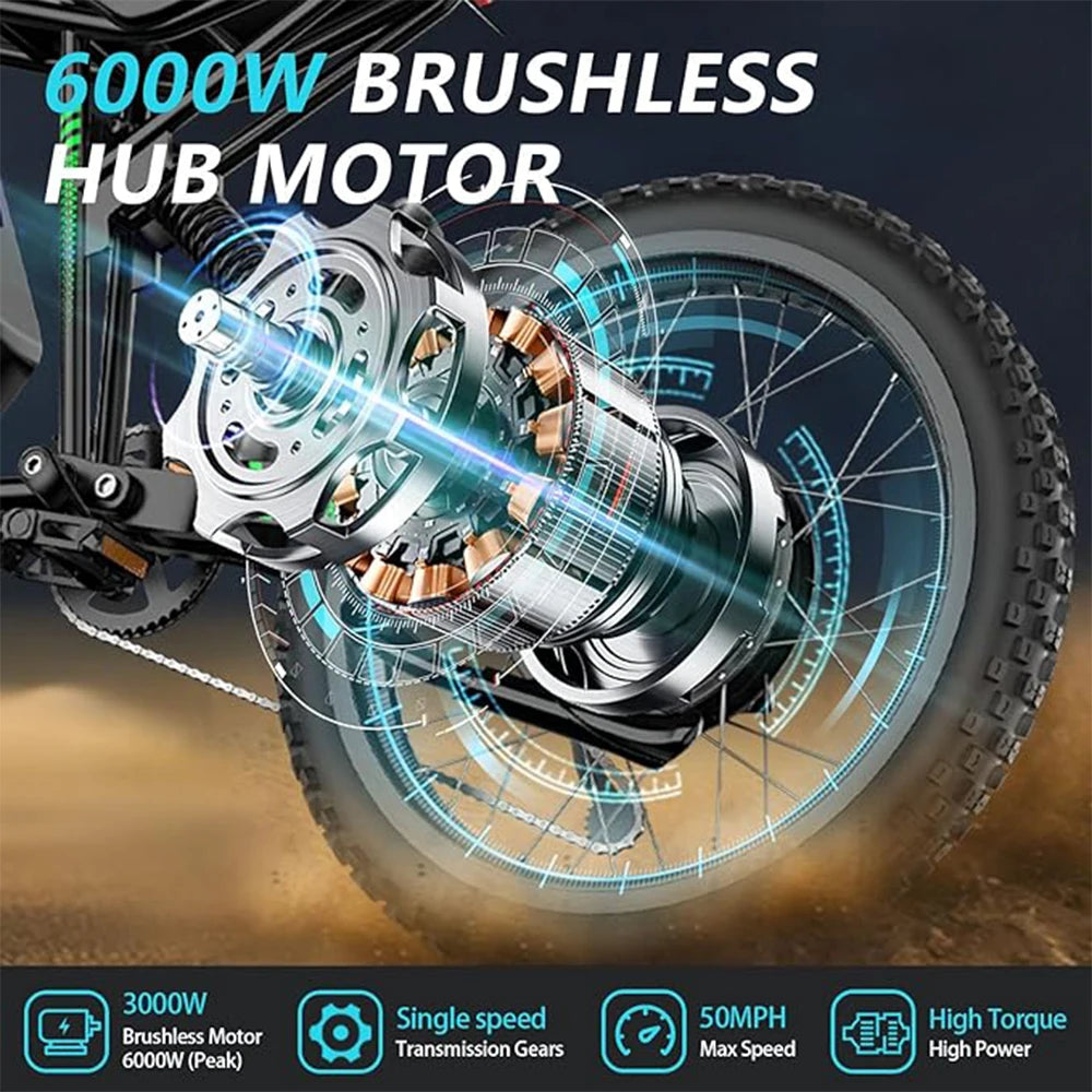 6000W Electric Dirt Bike 60V 25Ah With Dual Hydraulic Brakes