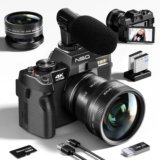 NBD Compact 4K WiFi Camcorder for Vlogs and YouTube 48MP