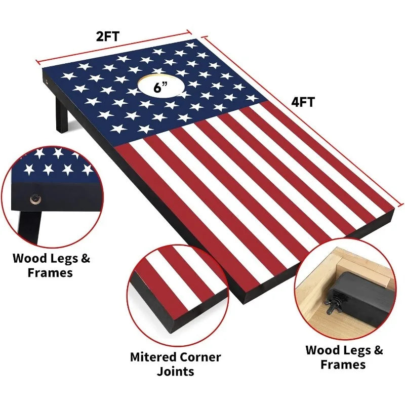 Wood Cornhole Set For Indoor Outdoor Play With Bean Bags
