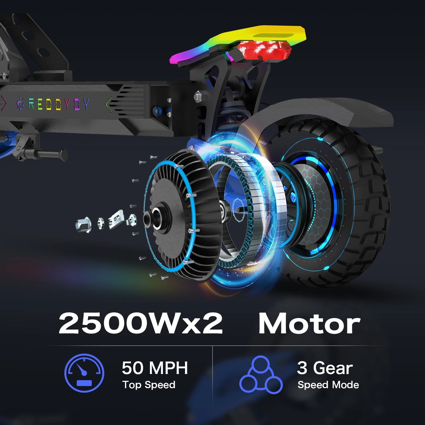 REDDYDY Electric Offroad Scooter Dual Motor 50 MPH 5000W