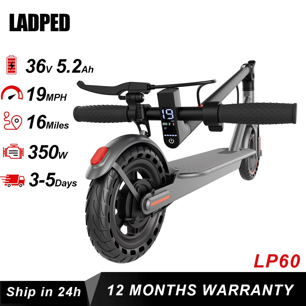 Ladped LP60 Electric Scooter 350W 19Mph Folding 16 Miles Range