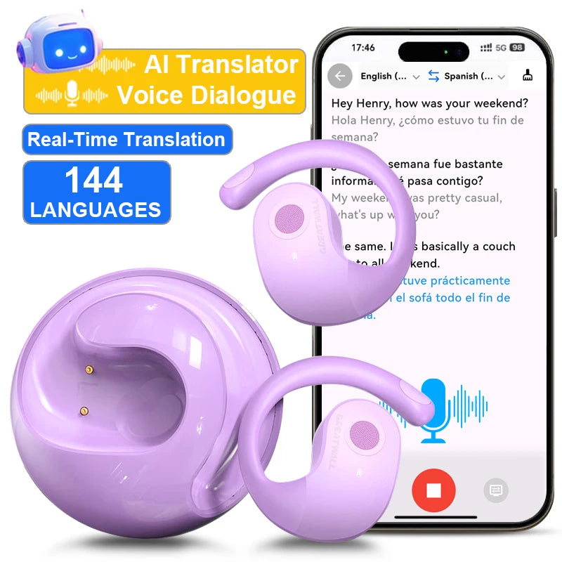 GREATWALL Real Time Translation Wireless Bluetooth Earphones 100 Languages