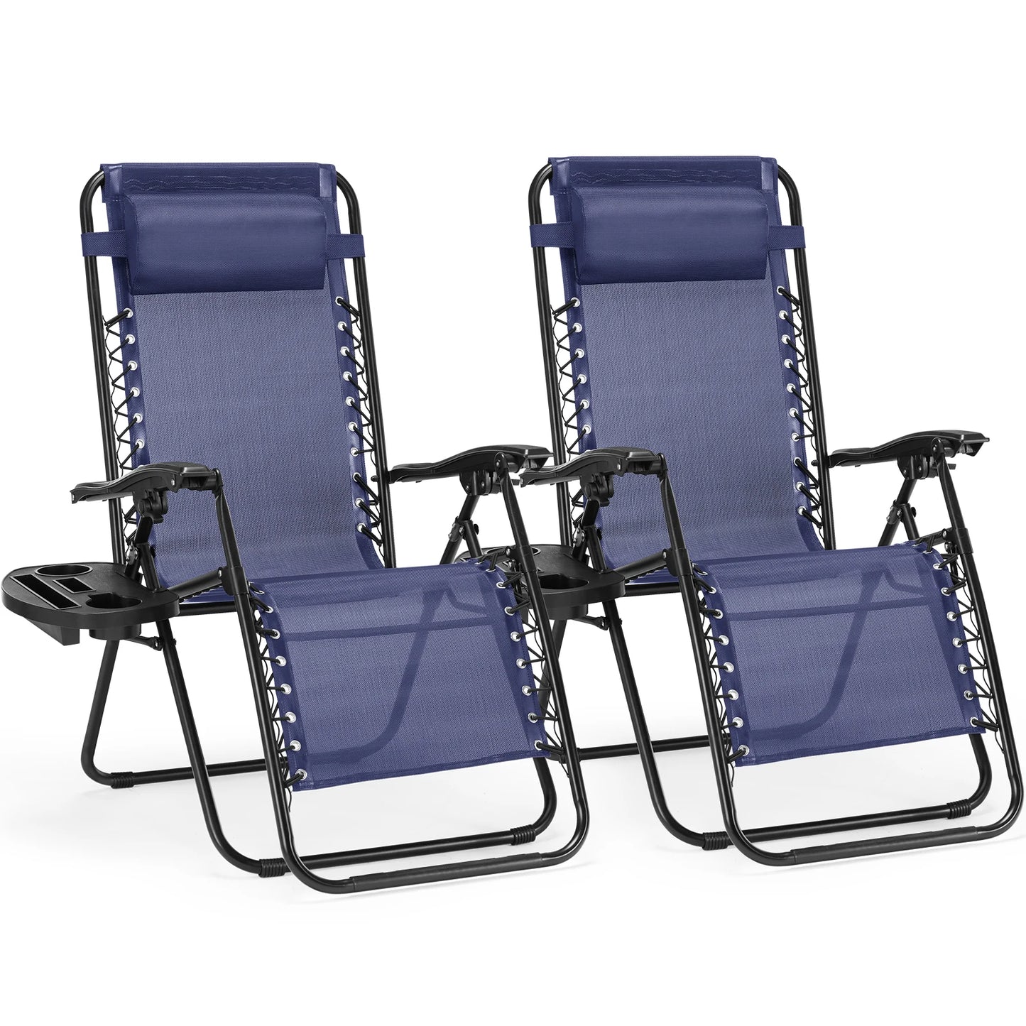JHK Zero Gravity Two Pack Portable Recliners With Cup Holders