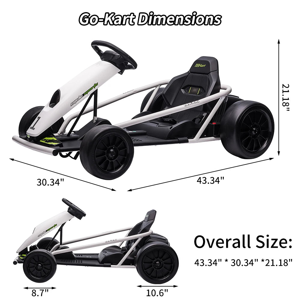 24V Electric Go Kart For Kids 8 To 12 Dual 300W Motors Ride On Toy