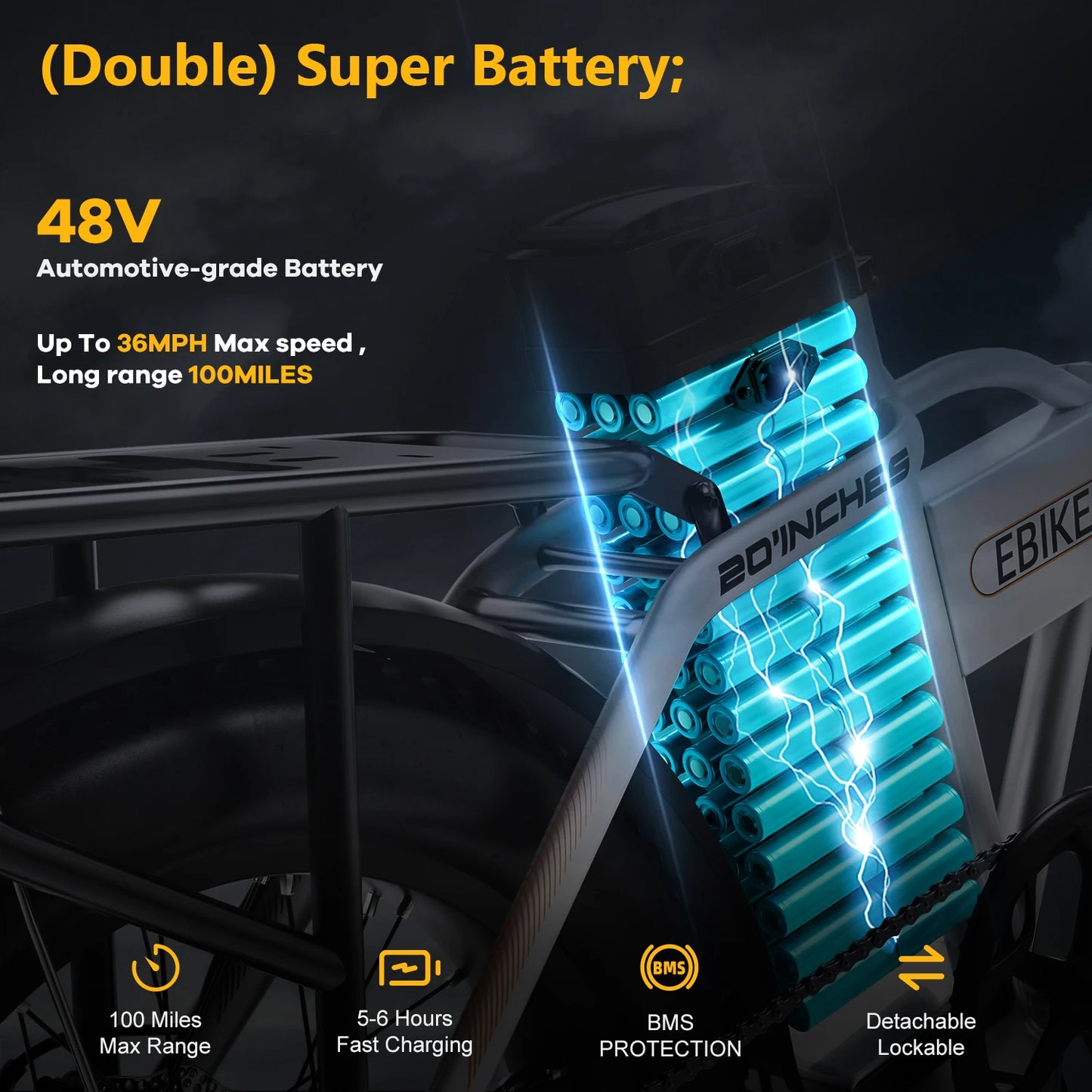 CYBERVELO MARS700 Folding Electric Bike With Removable Battery 80 Miles