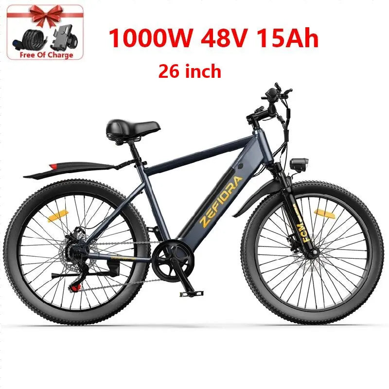 ZEFIORA 1000W Off Road Electric Bicycle Removable Battery
