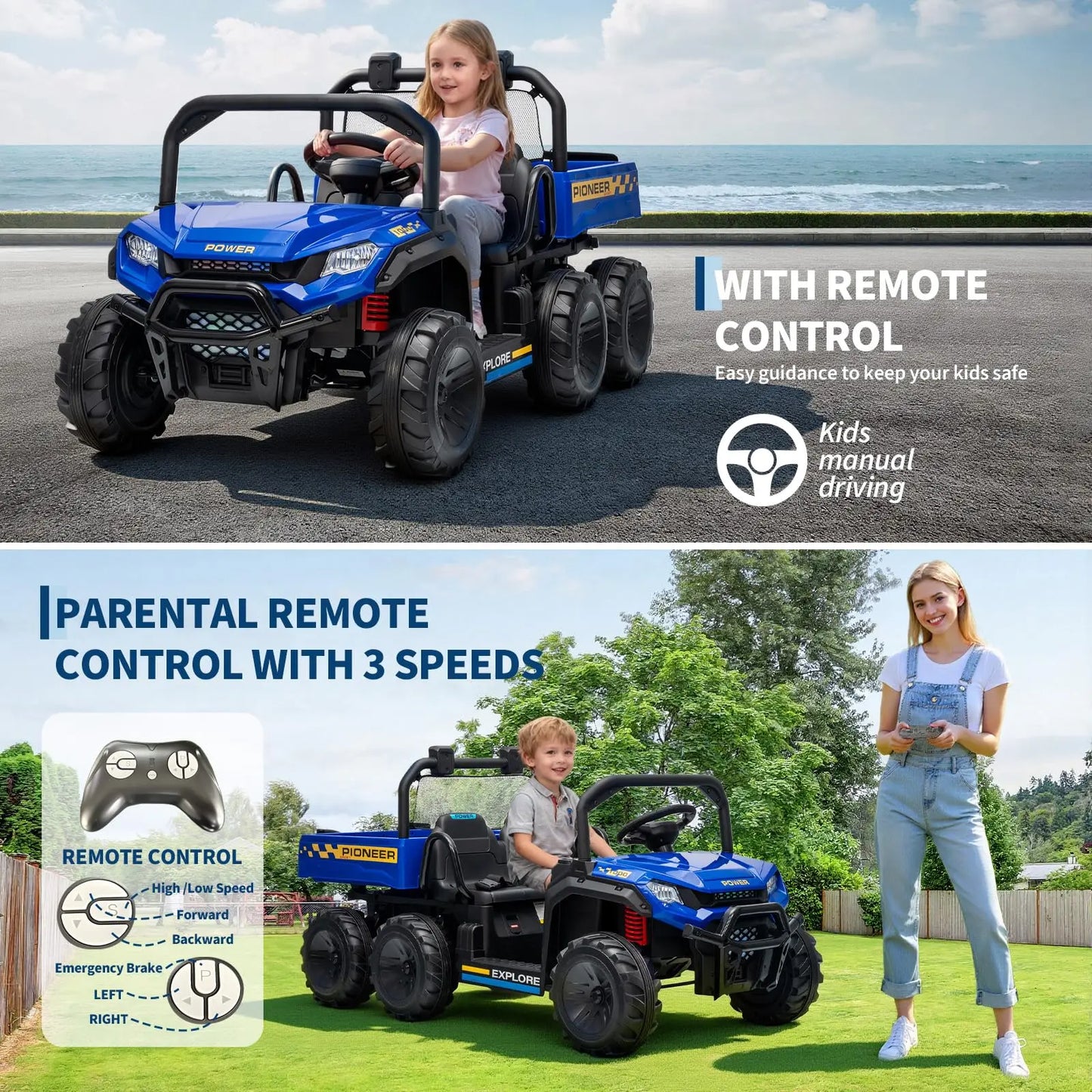 24V Two Seater Ride On Dump Truck 4WD Remote Control