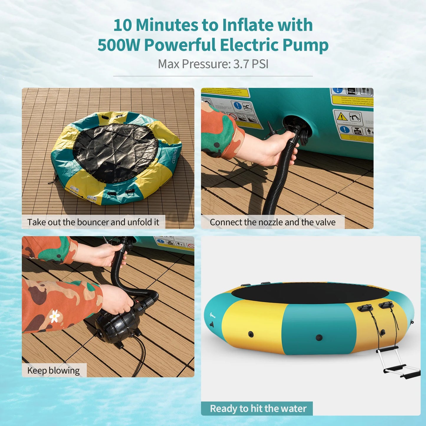 Multigo Inflatable Water Bouncer Splash Padded Trampoline