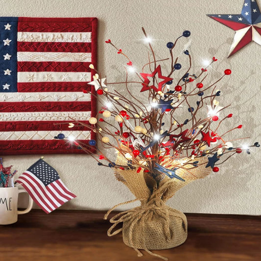 LISM Lighted Patriotic Fourth Of July Decoration Tree