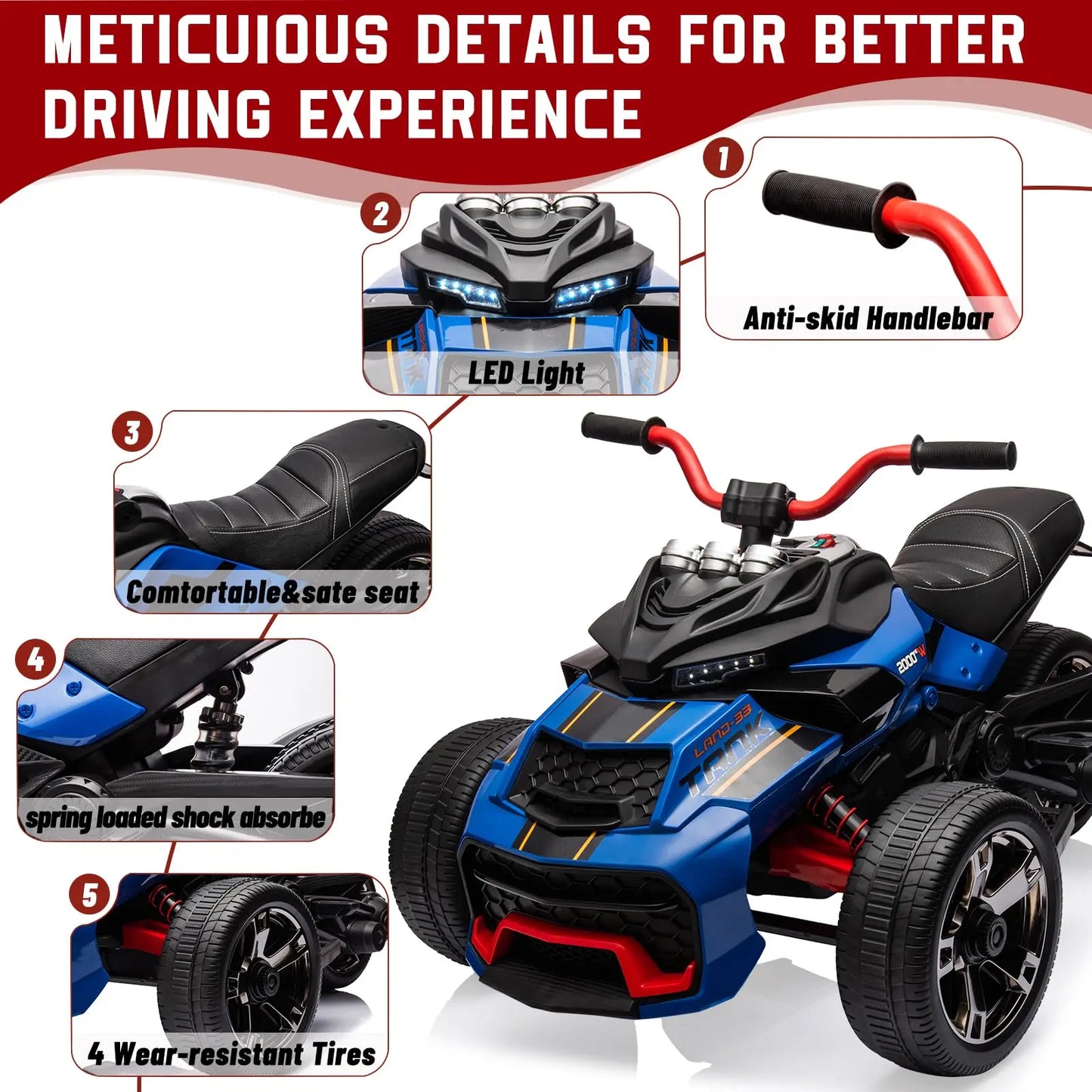 Kids 12V Ride-On Car Toy With Dual 2-Speed Motors Lights