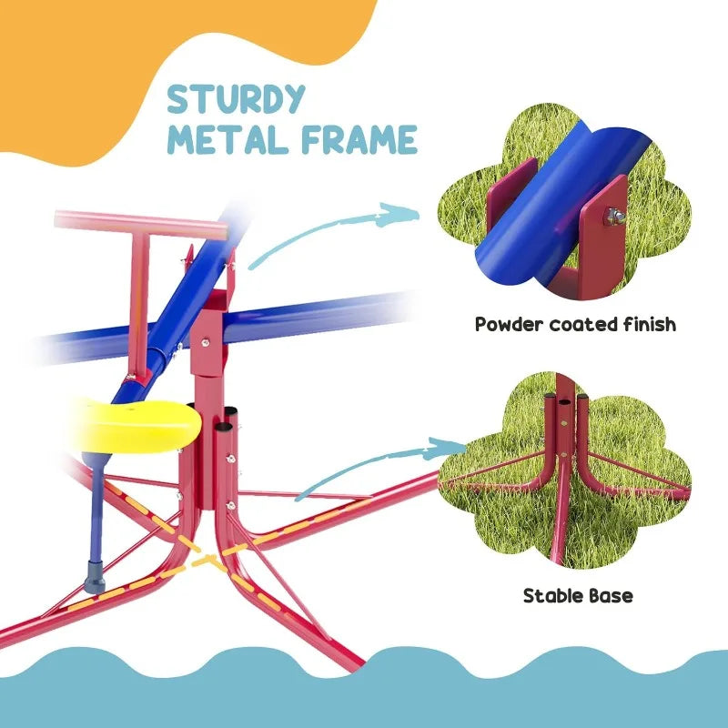 YTYIN 360 Degree Seesaw Teeter Totter For Kids Four Seater