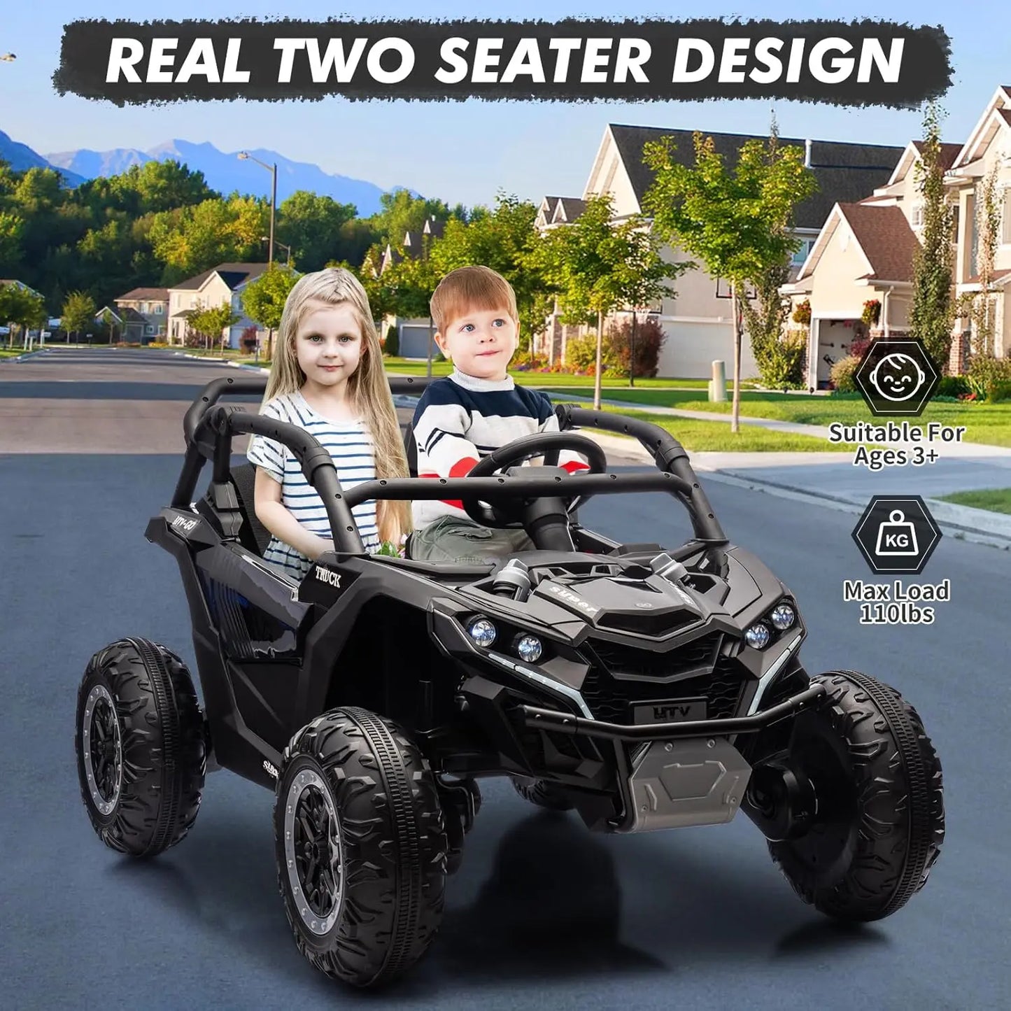 24V 4WD Ride On Car For Kids With Remote Control 2 Seater