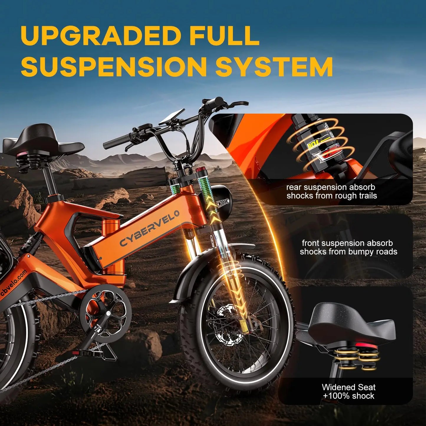 CYBERVELO Folding Electric Bike EK6 2000W 35 MPH 100 Miles
