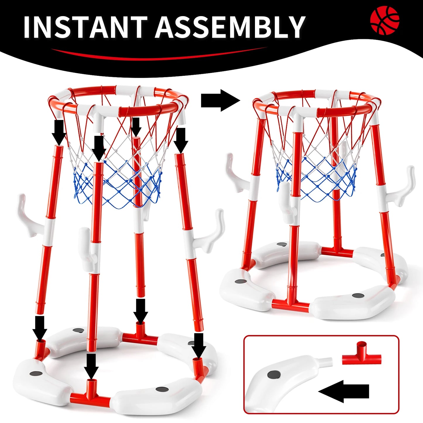Pool Basketball Hoop Toy Floating Water Game With 4 Balls