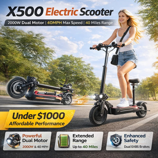 X500 Electric Scooter 2000W Dual Motor 40 MPH Range