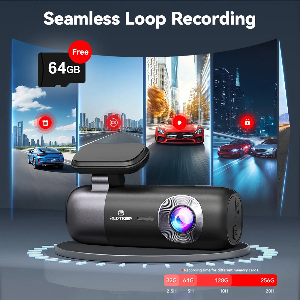 Redtiger F9 Dashboard Cam 4K Front and Rear GPS CarCam