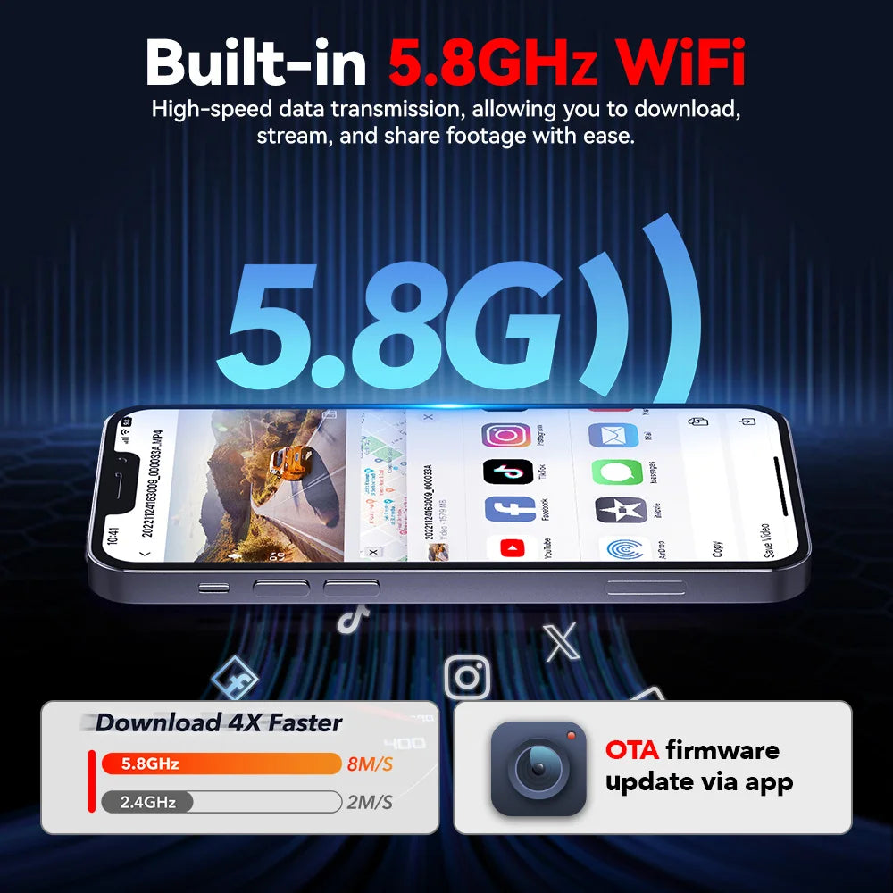 Redtiger A4 Dash Cam Front And Rear 4K GPSNavigation WiFi