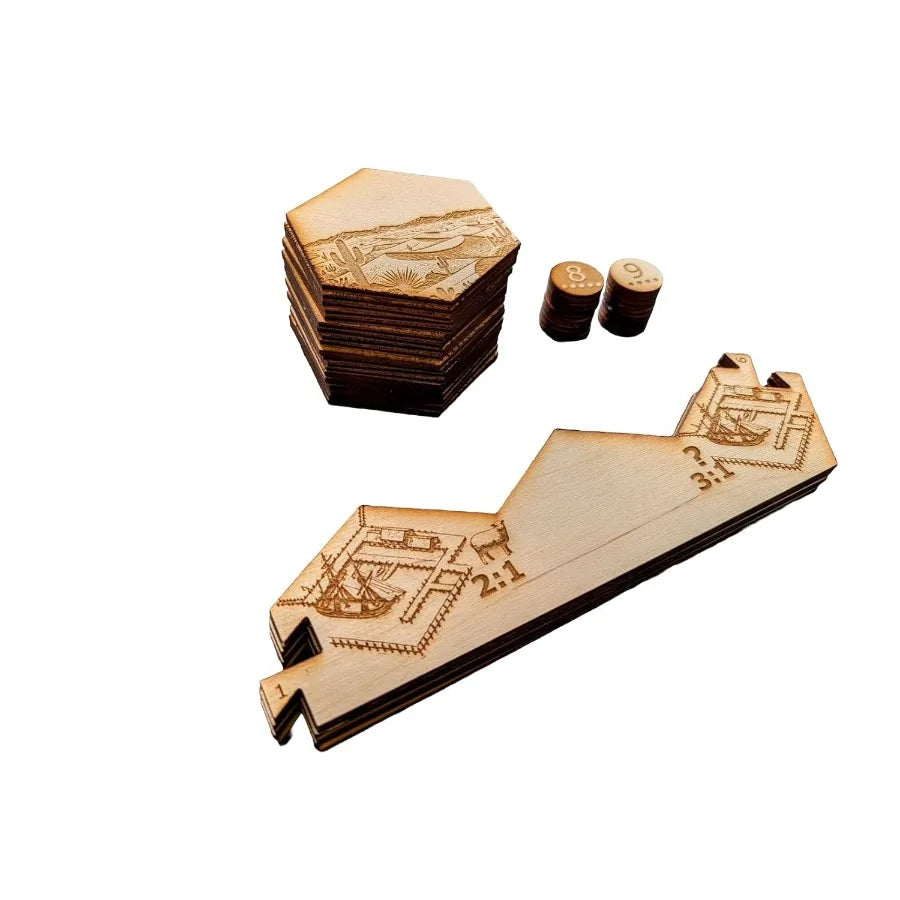 XMSJ Natural Wood Game Tiles for Settlers of Catan