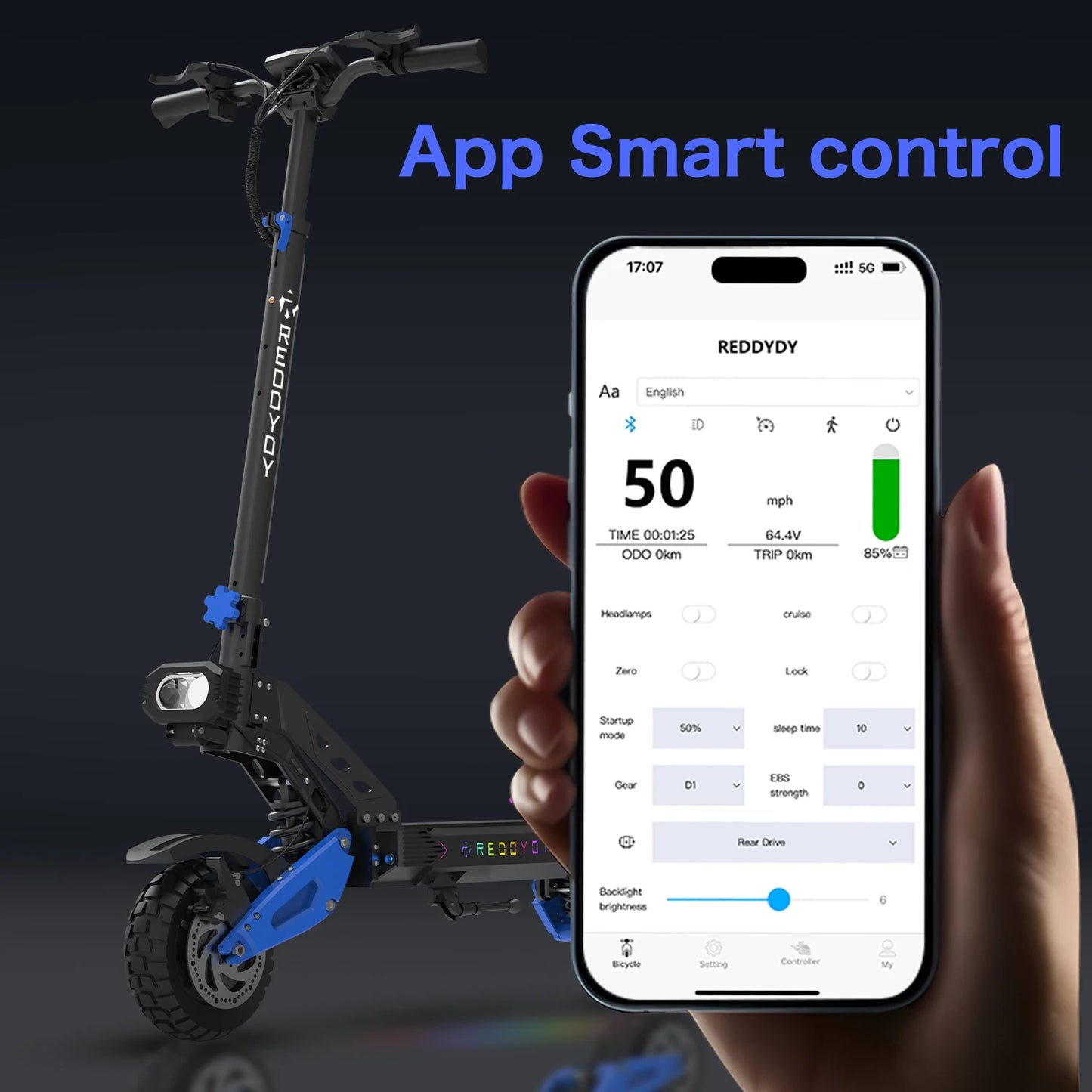REDDYDY Electric Offroad Scooter Dual Motor 50 MPH 5000W