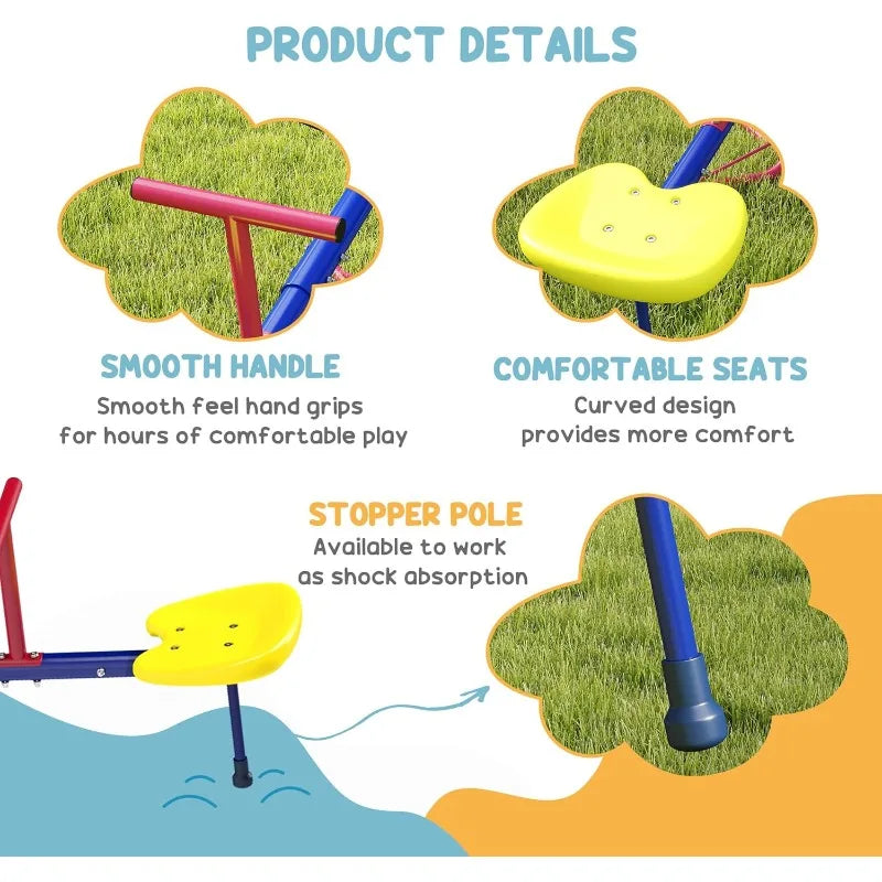 YTYIN 360 Degree Seesaw Teeter Totter For Kids Four Seater