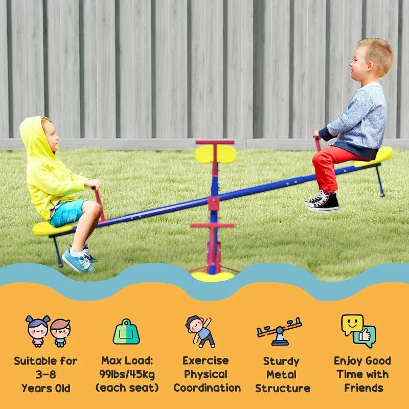 Outsunny 360 Degree Seesaw Spin Teeter Totter For Four Kids