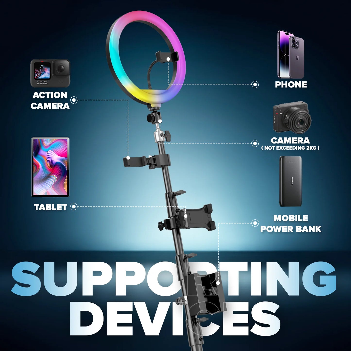 360 Photo Booth Rotating Machine With RGB Ring Light Case