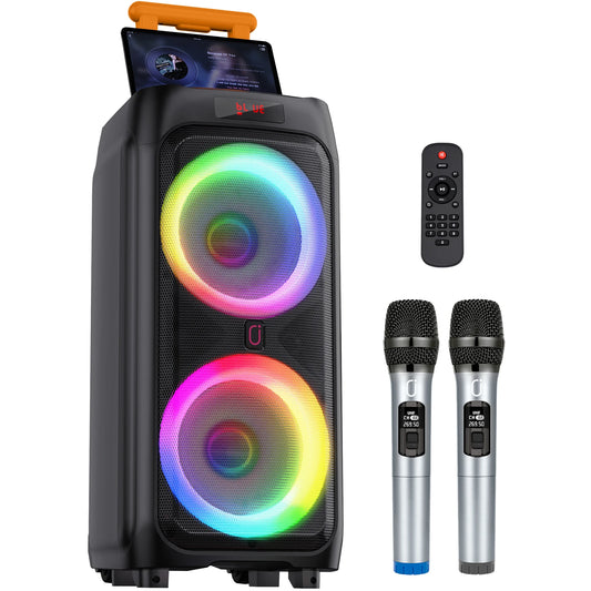 FanFun Karaoke Machine with 2 Wireless Microphones Portable Bluetooth Speaker
