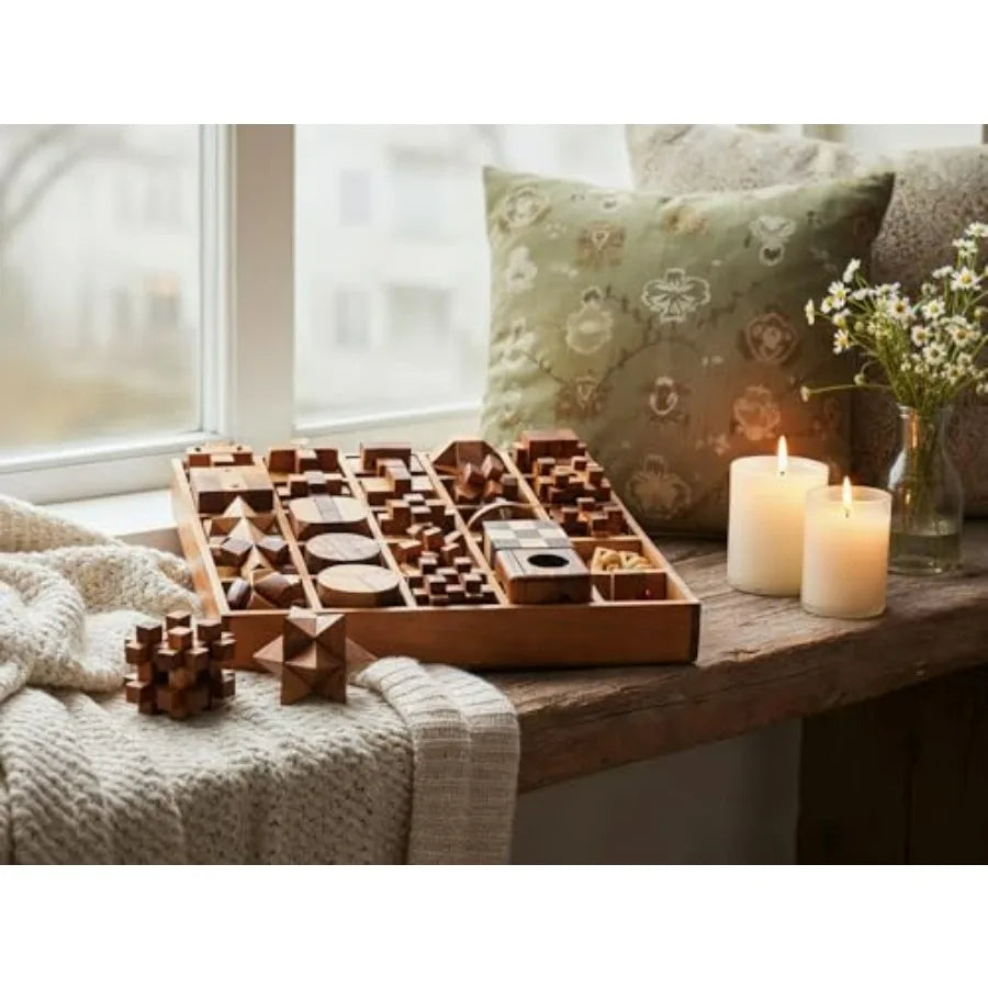 Wooden 25 In 1 Brain Teaser Puzzles For Adults And Teens