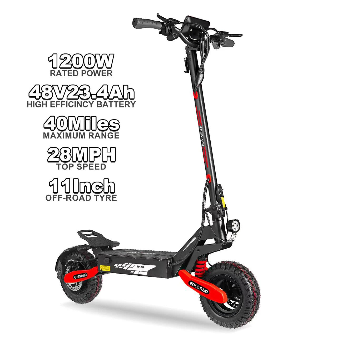 EOEOTWO 1200W Off Road Electric Scooter For Adults 48V Long Range 30MPH