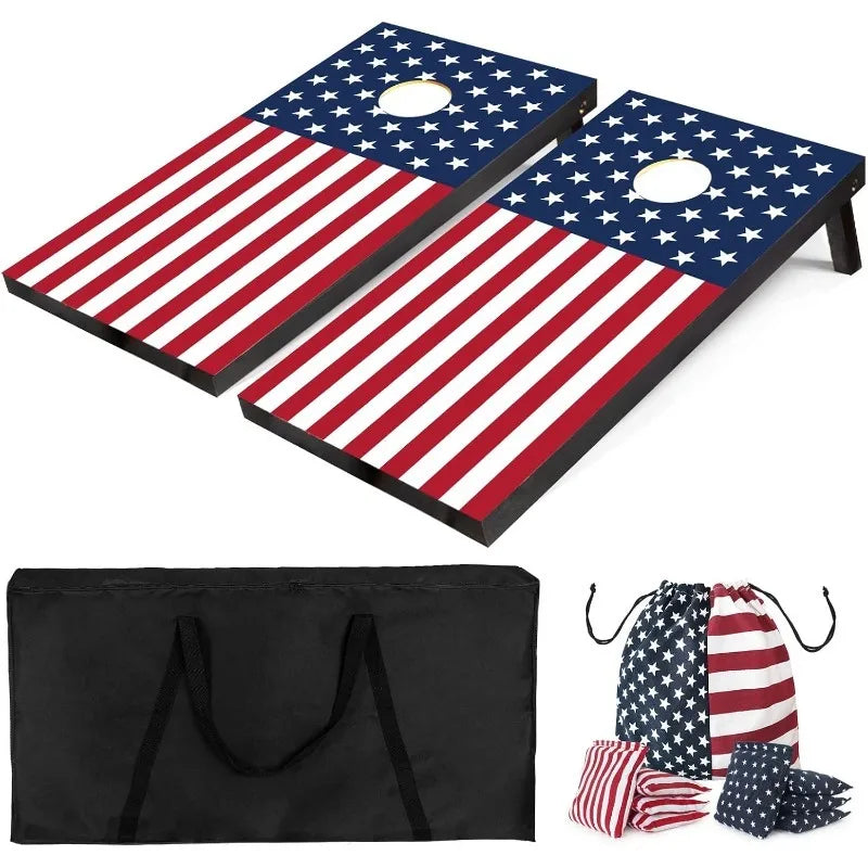 Wood Cornhole Set For Indoor Outdoor Play With Bean Bags