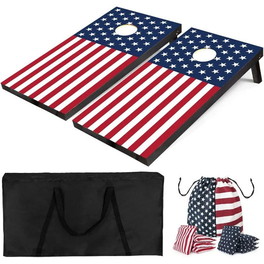 Wood Cornhole Set For Indoor Outdoor Play With Bean Bags