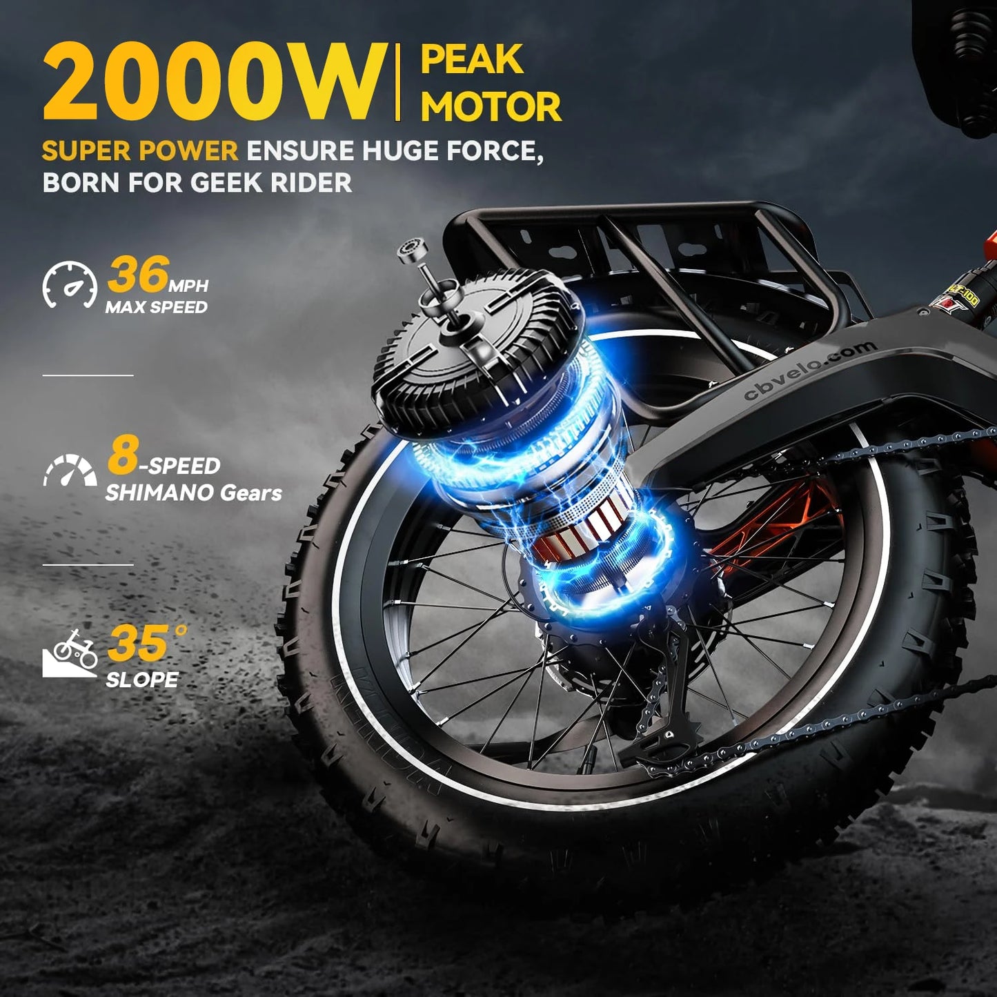 CYBERVELO Folding Electric Bike EK6 2000W 35 MPH 100 Miles