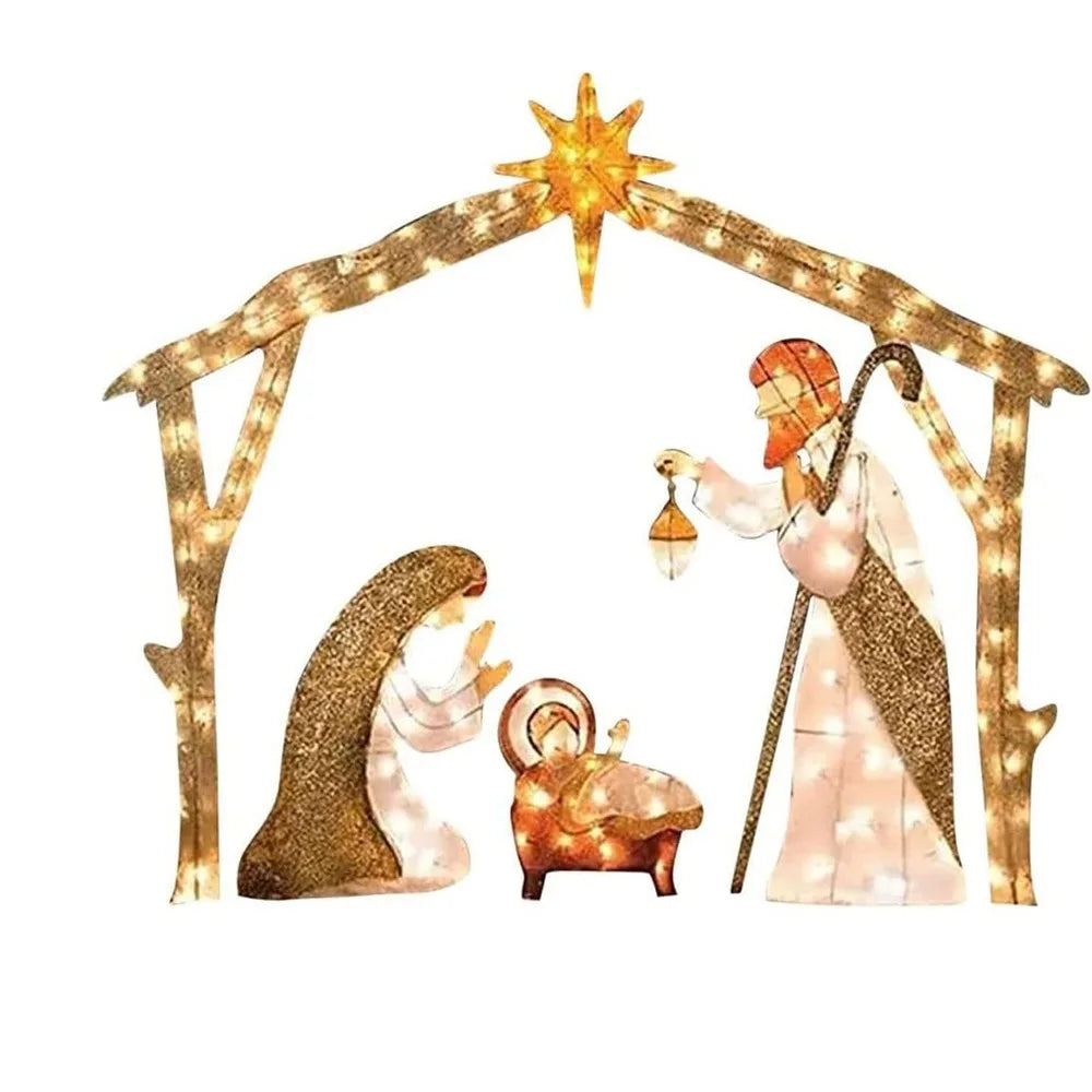 DIAMRICN Lighted Outdoor Nativity Scene Christmas Decoration With Stakes