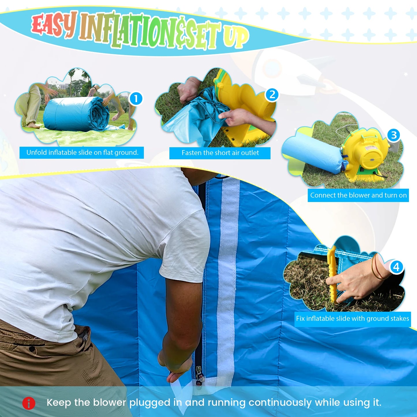 RTS Inflatable Commercial Wave Water Slide With Blower